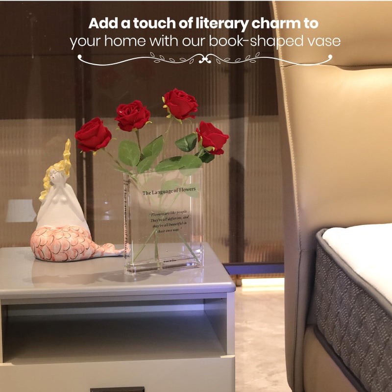 Alpharan Book Vase for Flowers Home DÃ©cor,Flower Vase Artistic and Cultural Flavor Decorative Vase Acrylic Clear Vase for Home and Office,Gifts for Book Lovers. (Transparent) - Image 5
