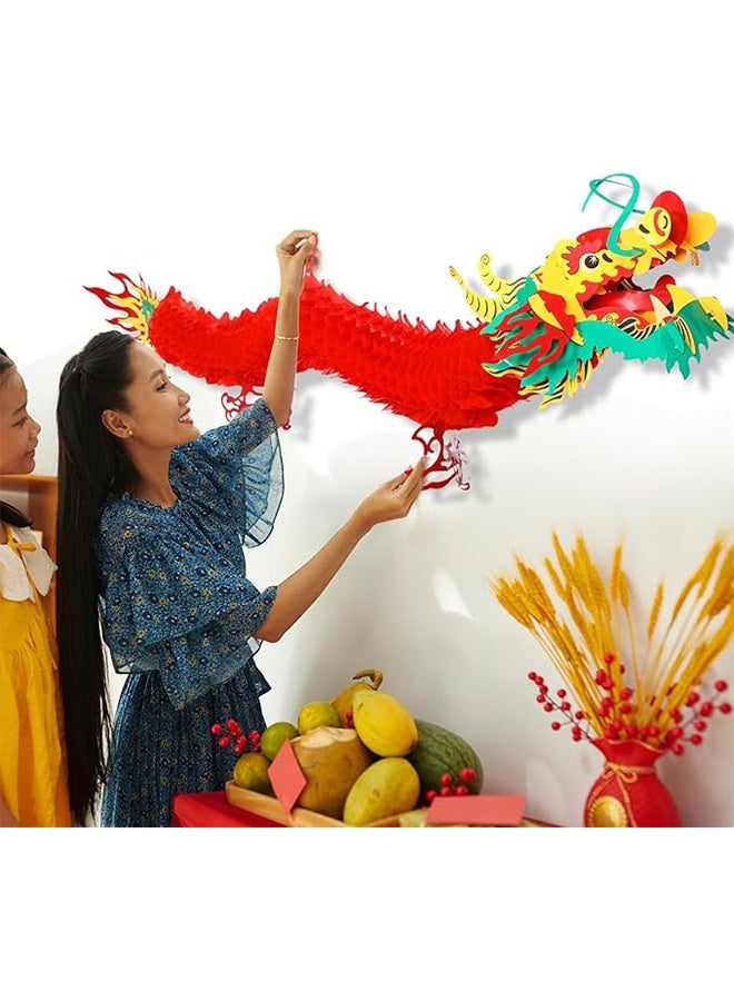 الزخرفة المعلقة لحديقة التنين الصينية الجديدة ثلاثية الأبعاد، زخرفة حفلة رأس السنة الجديدة -متر واحد - Image 3