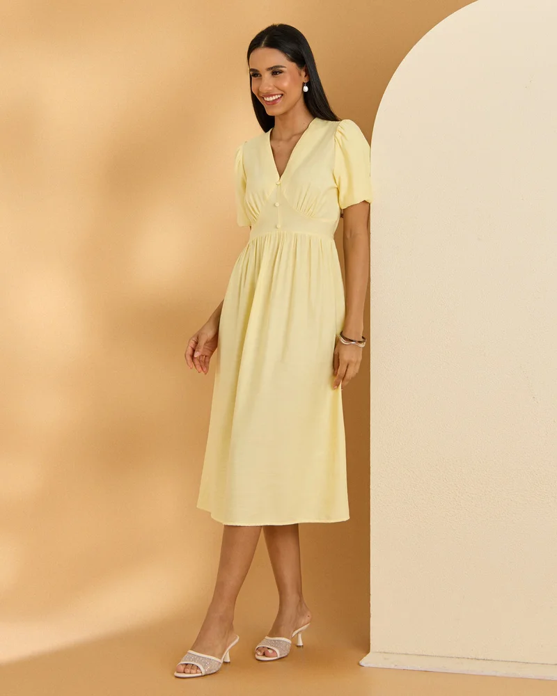 Redtag Women Yellow Casual Dress