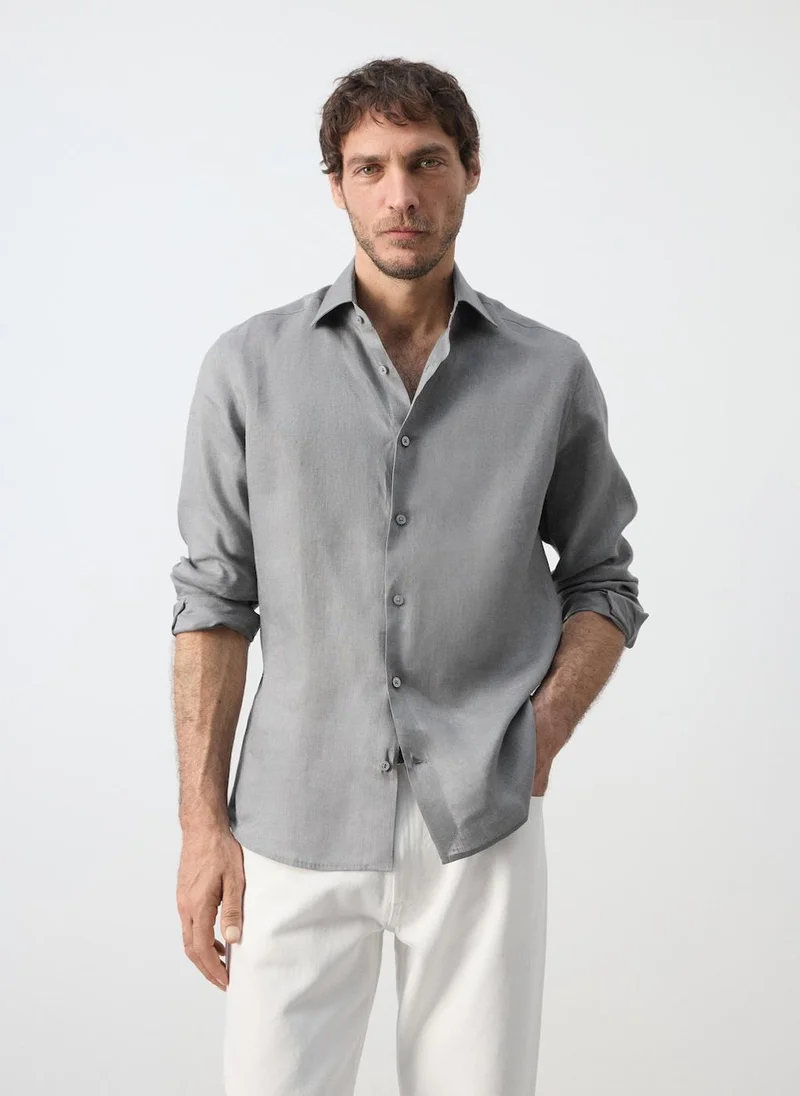 مانجو مان 100% Linen Slim-Fit Shirt