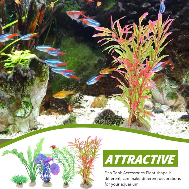 14pcs Artificial Water Grass Aquarium Decor Set Plastic Simulation Plants for Fish Tank Landscaping Fake Aquarium Plants Suitable for Freshwater and Aquatic Pets - Image 3