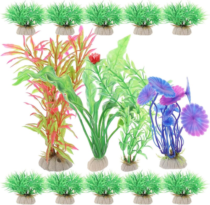 14pcs Artificial Water Grass Aquarium Decor Set Plastic Simulation Plants for Fish Tank Landscaping Fake Aquarium Plants Suitable for Freshwater and Aquatic Pets - Image 1