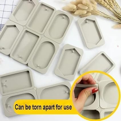 LEGACYCART 6 Slot Rectangle Oval Hexagon Resin Bookmark & Rose Flower Column Silicone Moulds for Candle Wax Seal Waxmelts Clay Epoxy Resin Art Keychain With Hanging Hole DIY Jewelry Home Decor Soap Lotion Bar Molds - Image 3