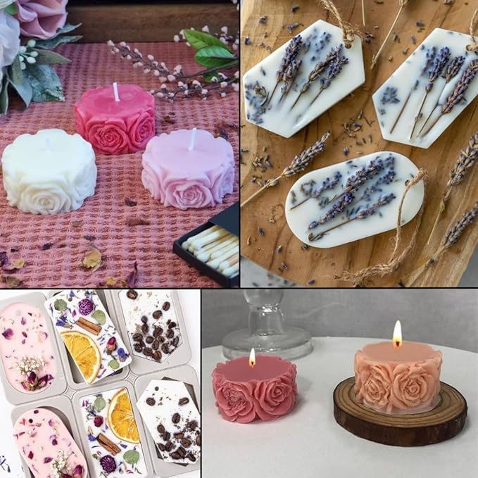 LEGACYCART 6 Slot Rectangle Oval Hexagon Resin Bookmark & Rose Flower Column Silicone Moulds for Candle Wax Seal Waxmelts Clay Epoxy Resin Art Keychain With Hanging Hole DIY Jewelry Home Decor Soap Lotion Bar Molds - Image 5