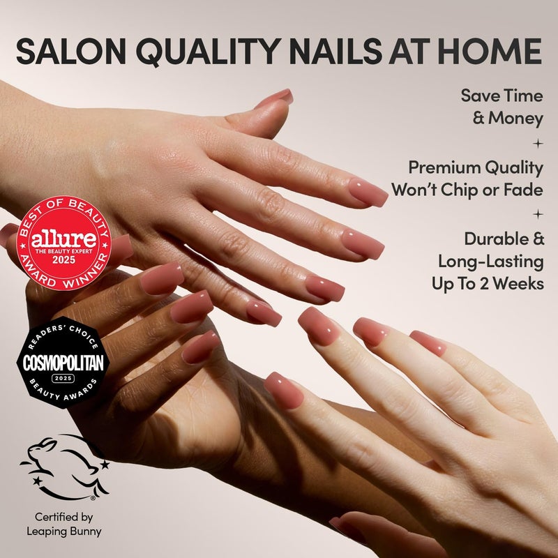Glamnetic Balanced universal design Press On Nails - Dusty Pink | Medium Square Fake Nails, Sheer Mauve Neutral, Salon Quality | 15 Sizes - 30 Nail Kit Diverse operation compatible - Image 2