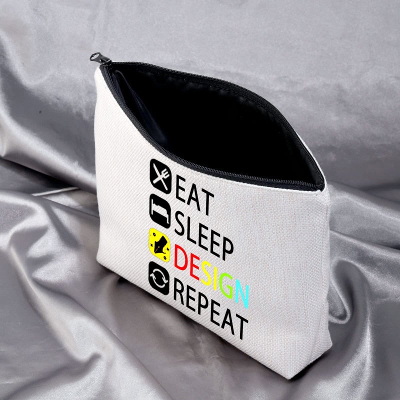 Meikiup Designer Gift Eat Sleep Design Repeat Makeup Bag Gift For Interior Designer Graphic Designer (Design Repeat Makeup Bag) - Image 4
