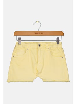Pepe Jeans Kids Girl Plain Denim Shorts, Yellow  - Image 1