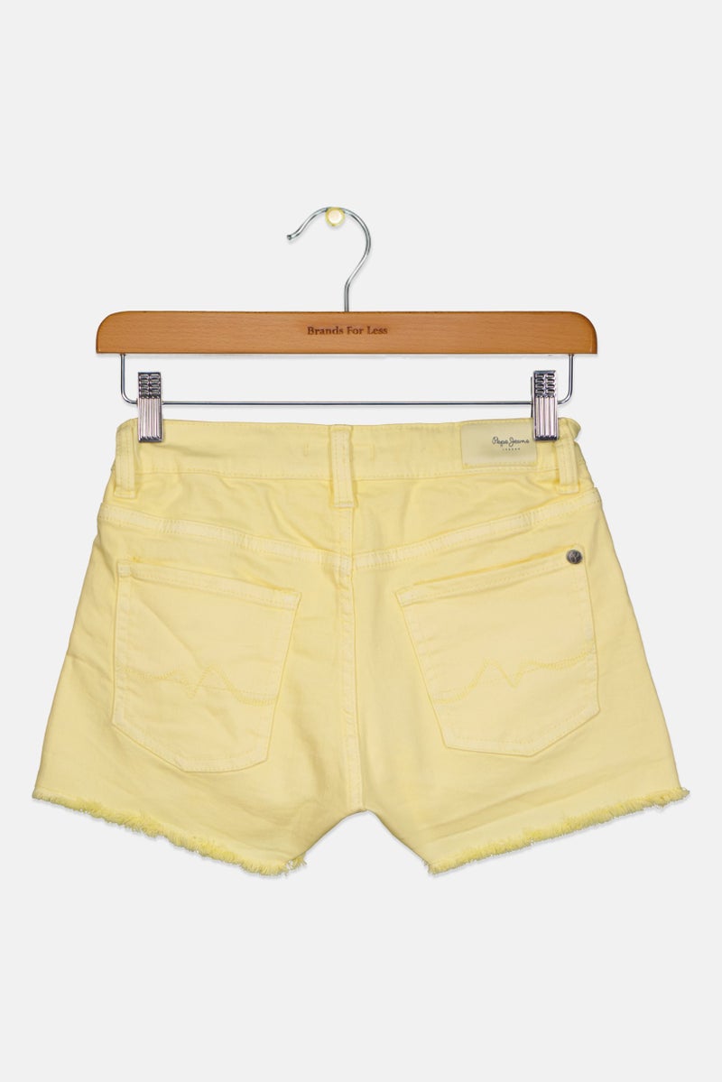 Pepe Jeans Kids Girl Plain Denim Shorts, Yellow  - Image 2