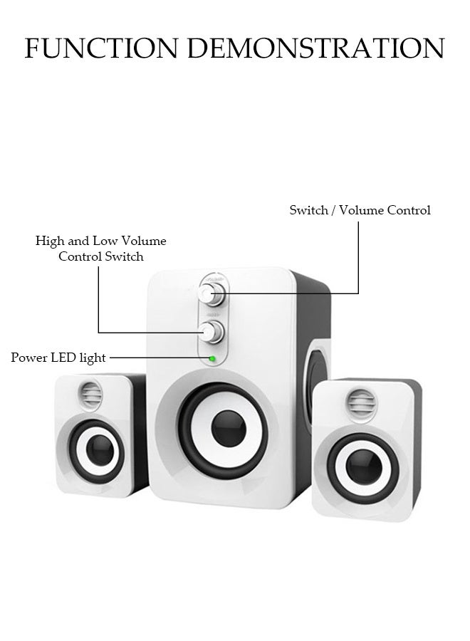 DUNISO Multimedia Speaker，Computer Speaker, Home Desktop Speaker Three Piece Set, Full Range Audio,Adjustable High and Low Frequencies,3.5mm Audio Inputs,Suitable for Laptops, Tablets, Smart TVs, Mobile Phones - Image 3