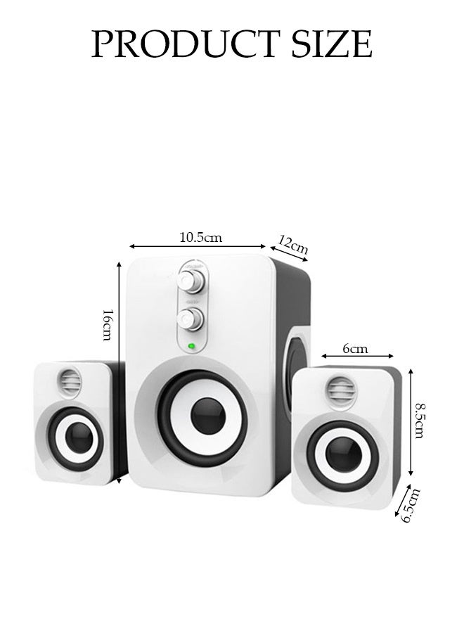 DUNISO Multimedia Speaker，Computer Speaker, Home Desktop Speaker Three Piece Set, Full Range Audio,Adjustable High and Low Frequencies,3.5mm Audio Inputs,Suitable for Laptops, Tablets, Smart TVs, Mobile Phones - Image 2