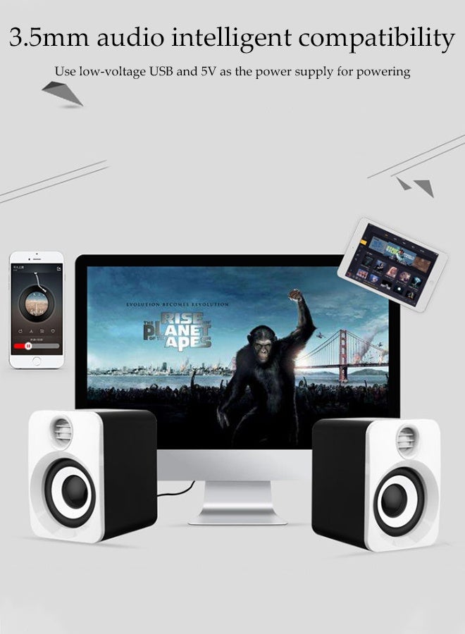 DUNISO Multimedia Speaker，Computer Speaker, Home Desktop Speaker Three Piece Set, Full Range Audio,Adjustable High and Low Frequencies,3.5mm Audio Inputs,Suitable for Laptops, Tablets, Smart TVs, Mobile Phones - Image 5