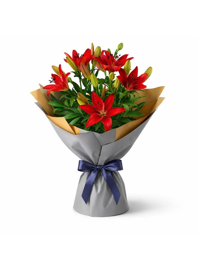 Lilies , Red-4 Stems (13-15 flowers), Netherlands