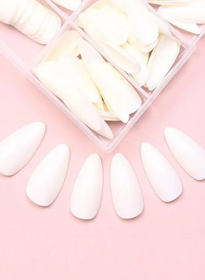 Happy D 120 Pcs Fake Nail Tips, Almond Shape Press On Nails, Stick On ABS Full Cover Nails for Women, For Daily Party Wedding Use (Milky White) - Image 5