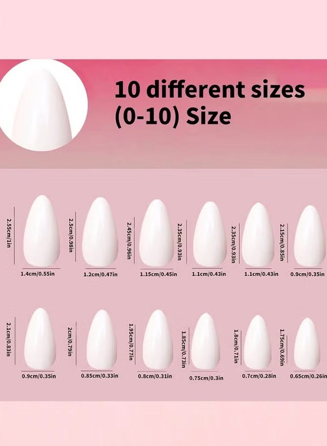 Happy D 120 Pcs Fake Nail Tips, Almond Shape Press On Nails, Stick On ABS Full Cover Nails for Women, For Daily Party Wedding Use (Milky White) - Image 4