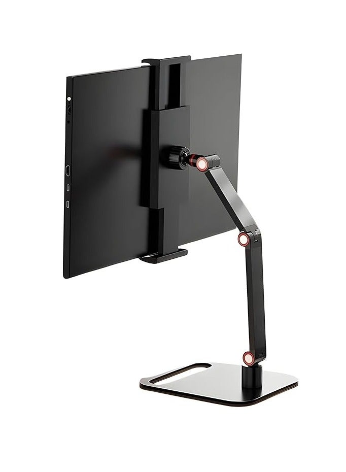 Portable clip-on mount for monitor/tablet/iPad, 360° rotatable, sturdy base for 12 to 17.3 screens (both arms) - Image 1