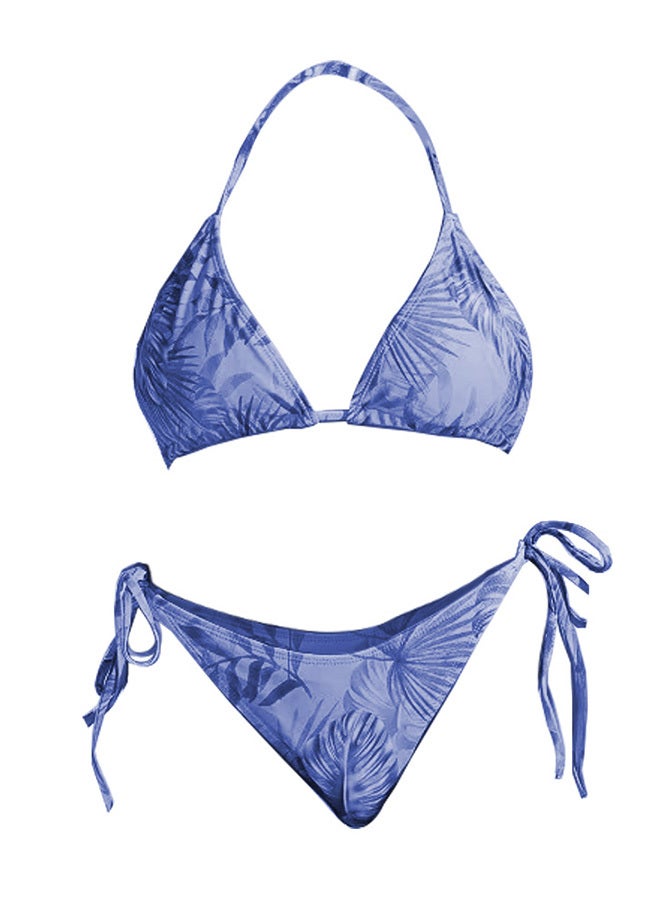 MARGOUN Large Size Three-piece Digital Printing Bikini Ladies Beach Sunscreen Blouse Swimsuit Long Lace Dress Sheer Dress Sheer Kimono Dress Blue /M3109 - Image 2