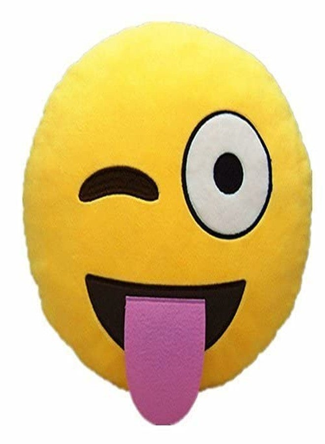 Naturex Smiley Emoji Plush Pillow Cushion in Yellow Colour Best Gift for Kids, Boyfriend, Girlfriend, Friends Wink Plush Pillow, Single Piece, 14 X 14 Inch 36 x 36 cm (Yellow) 1 Piece - Image 1