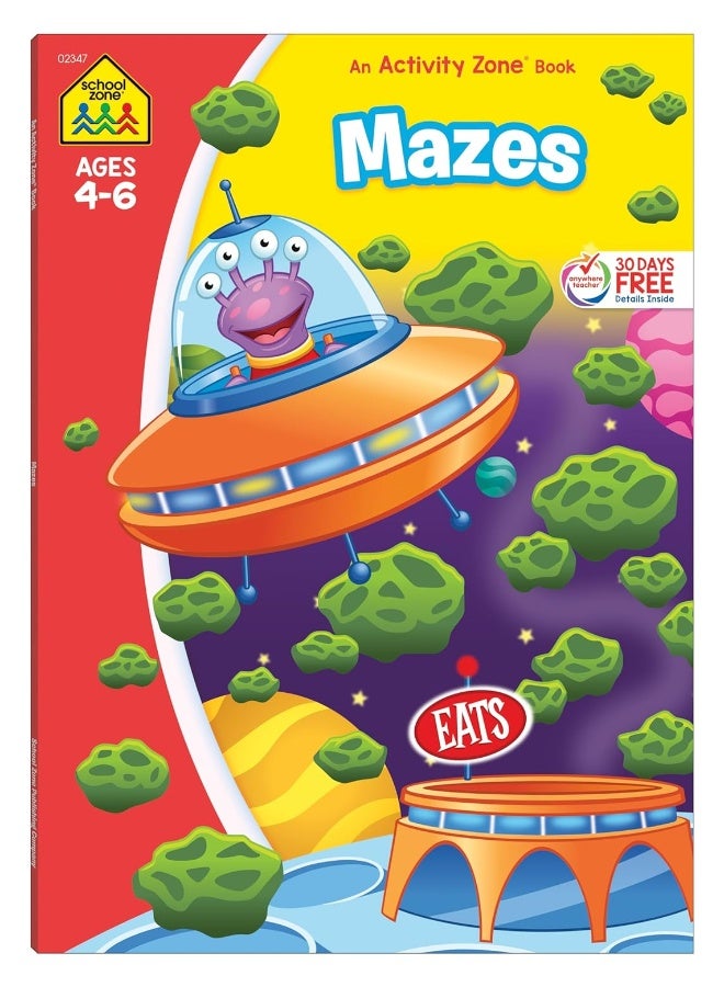 School Zone - Mazes Workbook - 64 Pages, Ages 4 to 6, Preschool, Kindergarten, Maze Puzzles, Problem-Solving, and More (School Zone Activity Zone® Workbook Series) (Deluxe Edition 64-Page) - Image 1