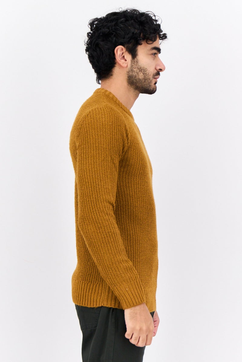 Sorbino Men Crew Neck Crochet Sweater, Brown  - Image 2