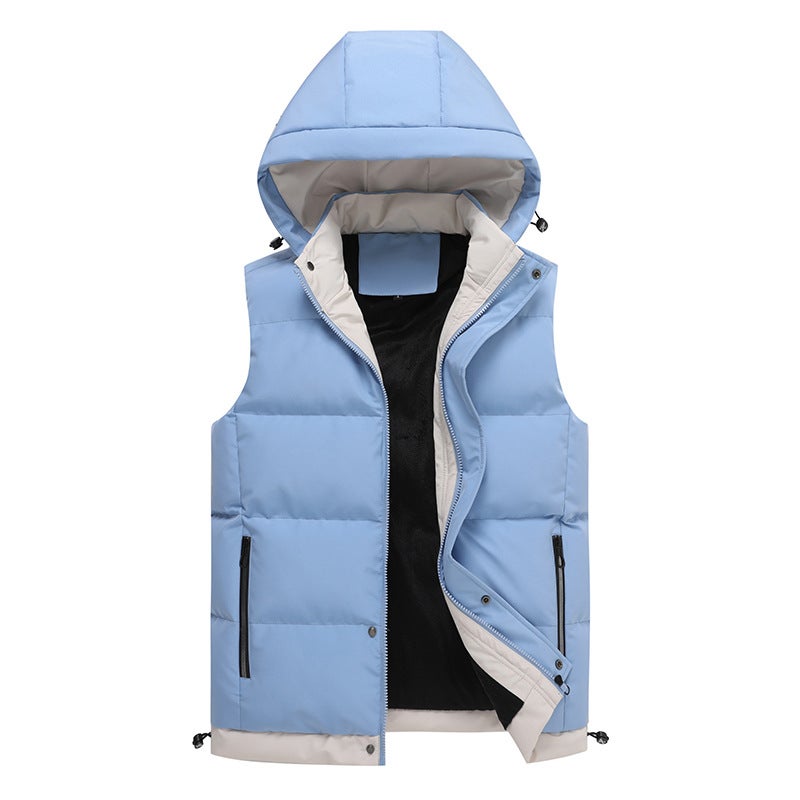 Couple Plus Size Ins Style Hooded Casual Vest Winter Warm Casual Waistcoat Sleeveless Warm Vest Down Cotton - Image 3
