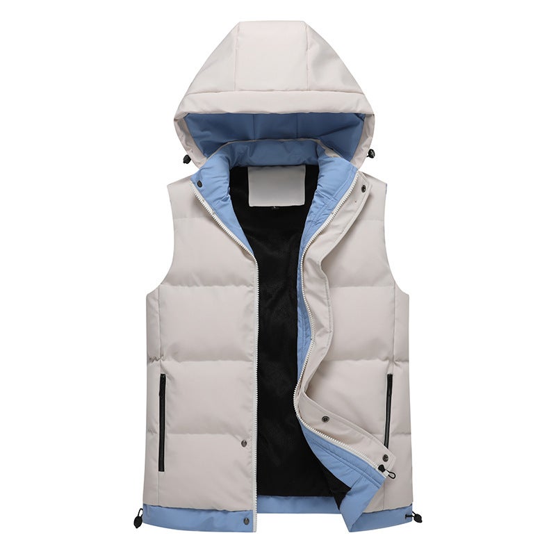 Couple Plus Size Ins Style Hooded Casual Vest Winter Warm Casual Waistcoat Sleeveless Warm Vest Down Cotton - Image 4