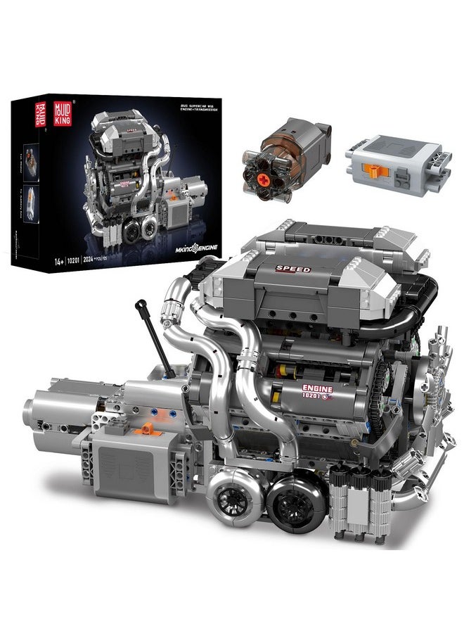 mould king Mould King 10201 W16 Engine Model kit That Runs - Build Your Own STEM V8 Model Engine for Adults, 16-Cylinder Car Engine, Shiftable Gear Operation, Mechanic Engineering Construction Set (2024 PCS)  - Image 1