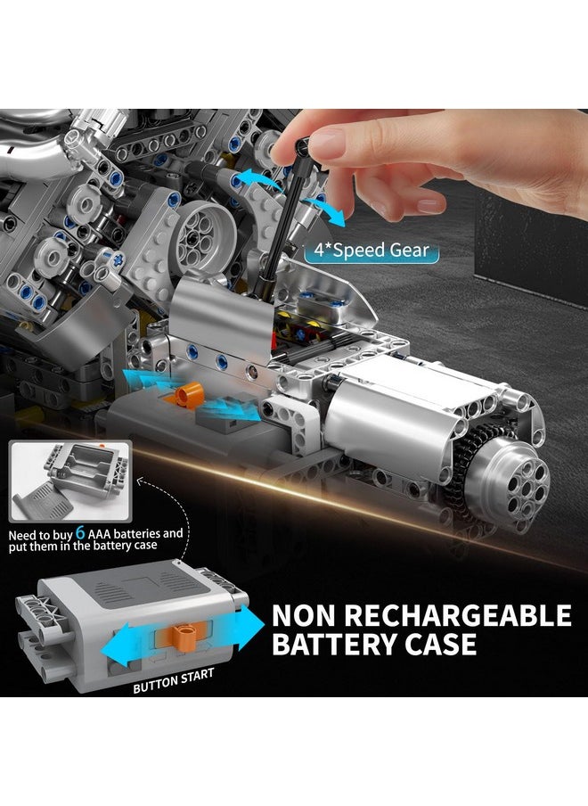 mould king Mould King 10201 W16 Engine Model kit That Runs - Build Your Own STEM V8 Model Engine for Adults, 16-Cylinder Car Engine, Shiftable Gear Operation, Mechanic Engineering Construction Set (2024 PCS)  - Image 5
