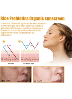 Jaysuing Organic Rice And Probiotics Sunscreen SPF 50+ PA++++, Moisturizing Sunscreen Protect Skin, Prevent UV Damage, Rice Probiotics Nourish And Whitening Skin, Sun Screen Protector For Face 40G  - Image 4