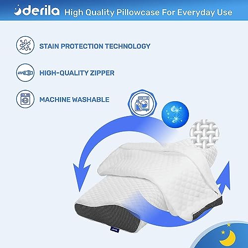 Derila King Size Pillowcase | Designed to Keep Your Derila Memory Foam Pillow for snoring Relief Covered and Protected with This Crisp, Clean, White Pillowcase Made from Premium Materials - Image 2