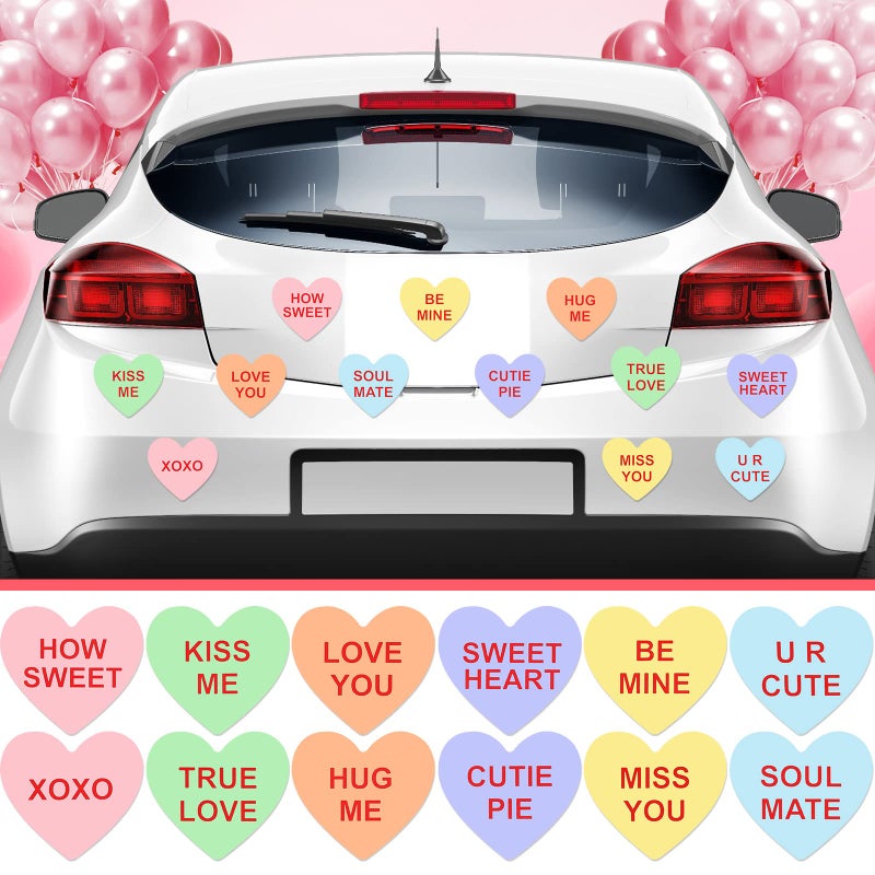 LEIFIDE 12 Pcs Valentine's Day Car Magnets XOXO Sweet Heart Be Mine Magnetic Decals Garage Cruise Door Decorations Fridge Stickers for Valentine's Day Wedding Christmas Home Office Locker Supplies - Image 3