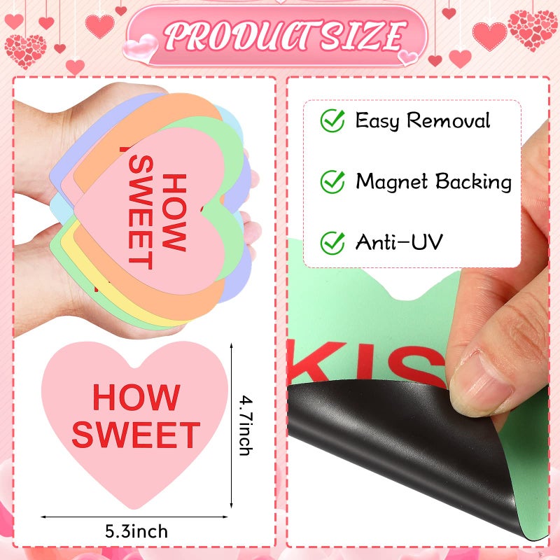 LEIFIDE 12 Pcs Valentine's Day Car Magnets XOXO Sweet Heart Be Mine Magnetic Decals Garage Cruise Door Decorations Fridge Stickers for Valentine's Day Wedding Christmas Home Office Locker Supplies - Image 2