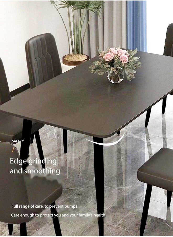 Raffine 1-Piece Modern Round Edge Design Kitchen Table with Stone Top and Steel Legs Slate Dinning Table for Living Room Dinning Room Home and Offices 120x70x75 cm  - Image 3