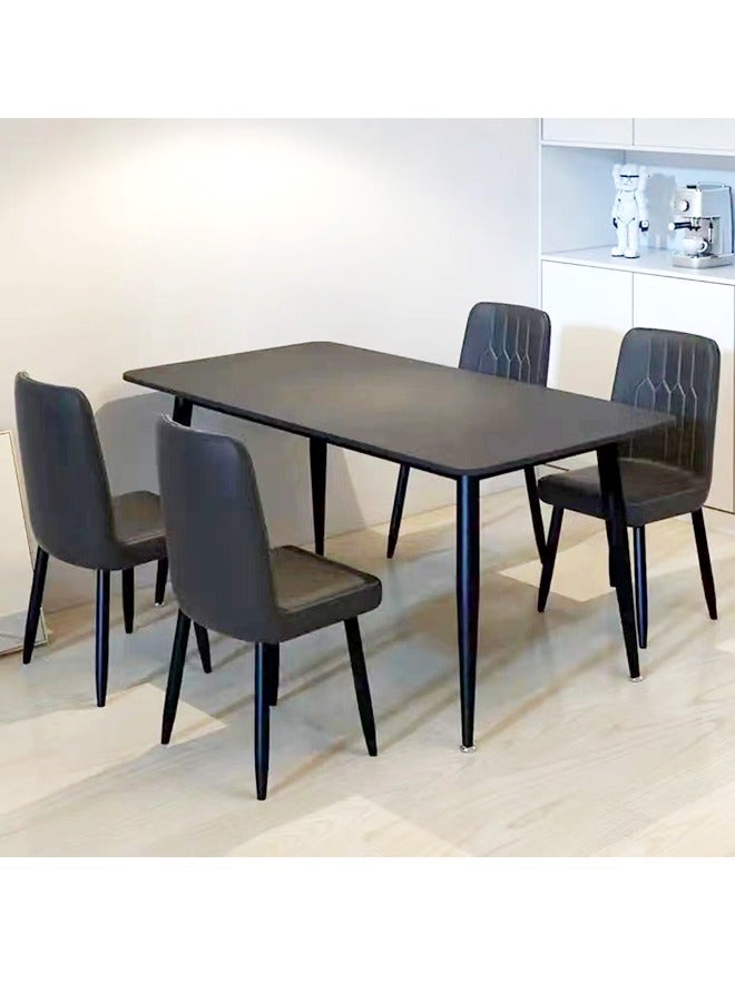 Raffine 1-Piece Modern Round Edge Design Kitchen Table with Stone Top and Steel Legs Slate Dinning Table for Living Room Dinning Room Home and Offices 120x70x75 cm  - Image 2