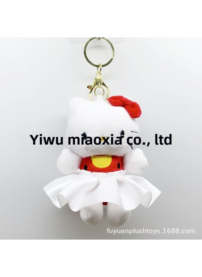 Generic - Sanrio Hello Kitty Pendant KT Hello Kitty Girl Bag Keychain Clothing Accessories-Specifications:Red + White Skirt Kt-Color:Pendant + Love Buckle - Image 1
