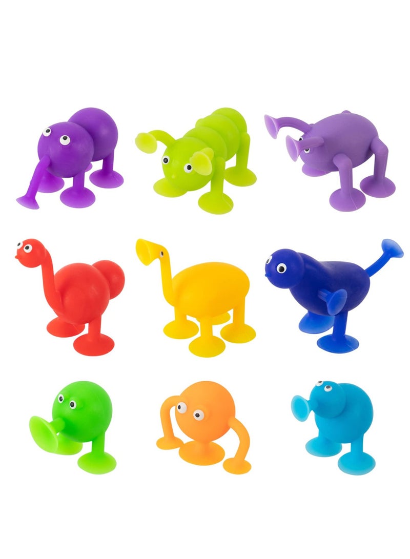 SYOSI Suction Cup Toys, 9 Piece Soft Silicone Building Blocks Suction Cup Toys Pressure Play Set, Animal Shaped Suction Cup Toys Multicolor Pressure Release Parent-Child Interactive Games, Kids Room - Image 1