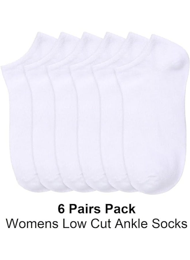 Be-Queen - 6 Pairs Women's Short Ankle Athletic Socks Cotton Spandex Sport Sock for Ladies free size EU 36 to 42 (White 6 Pairs, 6) - Image 1