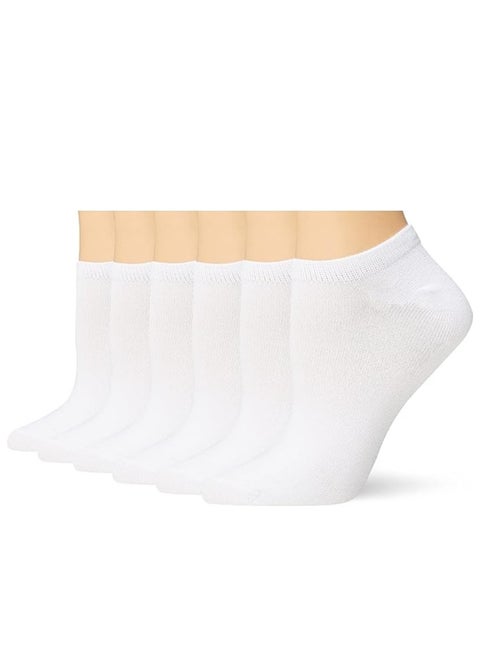 6 Pairs Women's Short Ankle Athletic Socks Cotton Spandex Sport Sock for Ladies free size EU 36 to 42 (White 6 Pairs, 6)