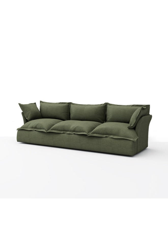 ariika Haven 3 Seater Sofa 295 x 100 H:80 cm - Sage, 100% Polyester Linen Texture Soft Feel, Latex & down alternative filling.