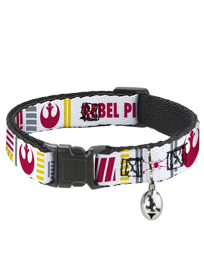 Buckle Down Star Wars Breakaway Cat Collar with Bell, Plastic Clip, Easy Adjustable, Star Wars Rebel Pilot Rebel Alliance Insignia X Wing Fighter, 8.5 to 12 Inches 0.5 Inch Wide - Image 1