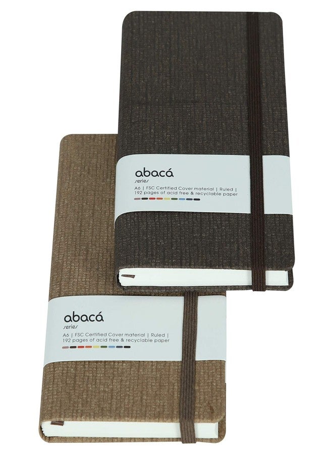 COMMA Abaca - A5 Size - Wire-O-Bound Spiral Notebook with Pen & Elastic Band Closure - 200 Pages - 80gsm Natural Shade Paper - Textured Cover Material - Pack of 2 - (Chocolate + Walnut Brown) - Image 4