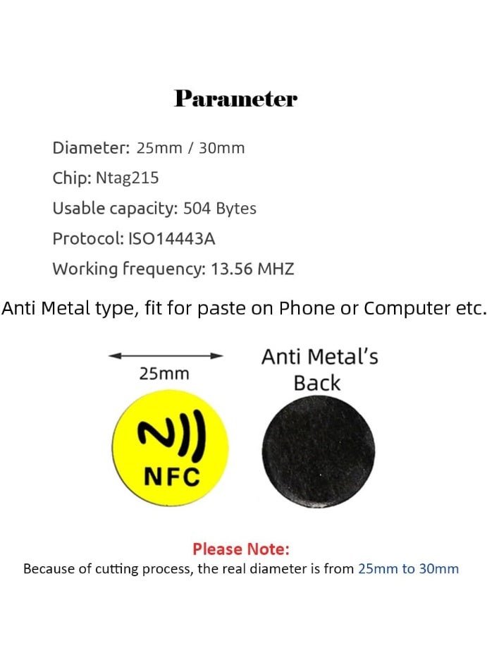 Rubik NFC 215 Tags, Anti Metal Self-adhesive Ntag215 Stickers for iPhone and Android Smartphones and NFC-Enabled Devices, Ntag 215 Support 13.56mhz RFID, 504 Bytes Memory (Multicolor, 12 Tags) - Image 2