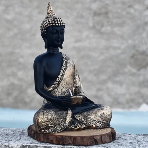 Saugat Traders Sitting Buddha Statue with Tea Light Candle Holder for Diwali Home Decor, Living Room Showpiece - New Year - Housewarming Gifts - Good Luck Return Gift - Image 5