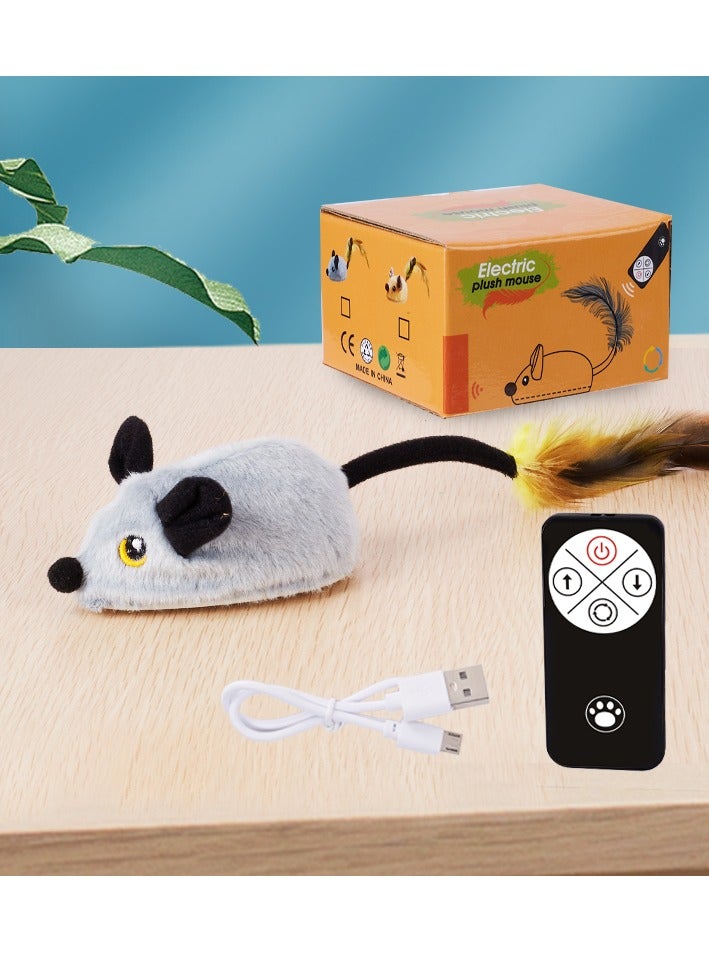 Interactive Escaping Mice Squeaky Cat Toys with Lights & Auto-Turn, Rechargeable Moving Dog Toys Remote Control Pet Toy Squeaky for Small/Medium/Large Dogs & Cats - Gray - Image 2