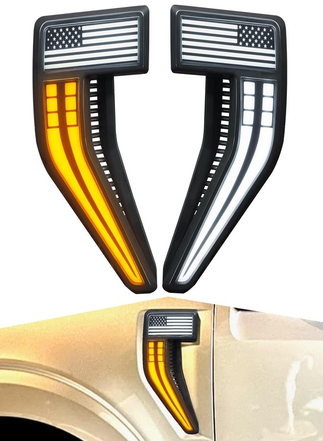 CFDSDE Fender Vent for F150 2021-2024 Fender Emblems Front Fender Badge Side Vent Cover for F150 Accessories XL XLT Lariat Limited Platinum, 1 Pair (21F150-Vents-Led) - Image 1