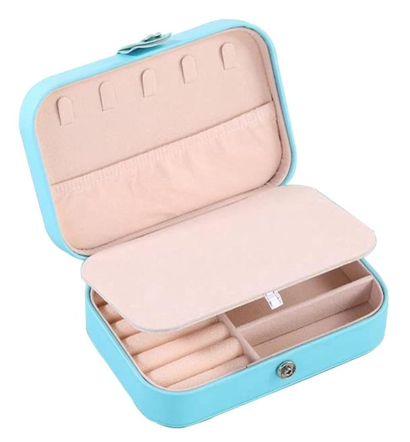 YouBella Jewellery Organisers Gifts MultiLayer PU Leather Portable Home Jwell organizer Storage Box Case with Dividers Container for Rings, Earrings, Necklace for girls and women (Blue) - Image 1