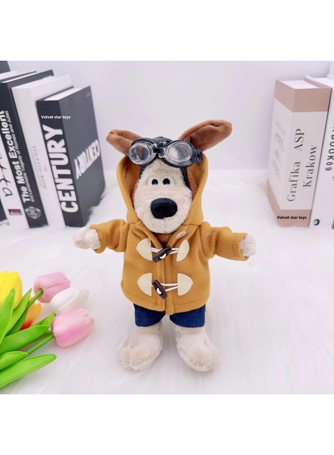 Cartoon Piloting Dog Plush Toy Mobile Phone Clip Car Decoration Doll Gift Short-Haired Animal Shape Fiber Cotton Filled Toy-Specifications:23cm Earthy Yellow Windcoat-Color:Mobile Phone Back Clip - Image 1
