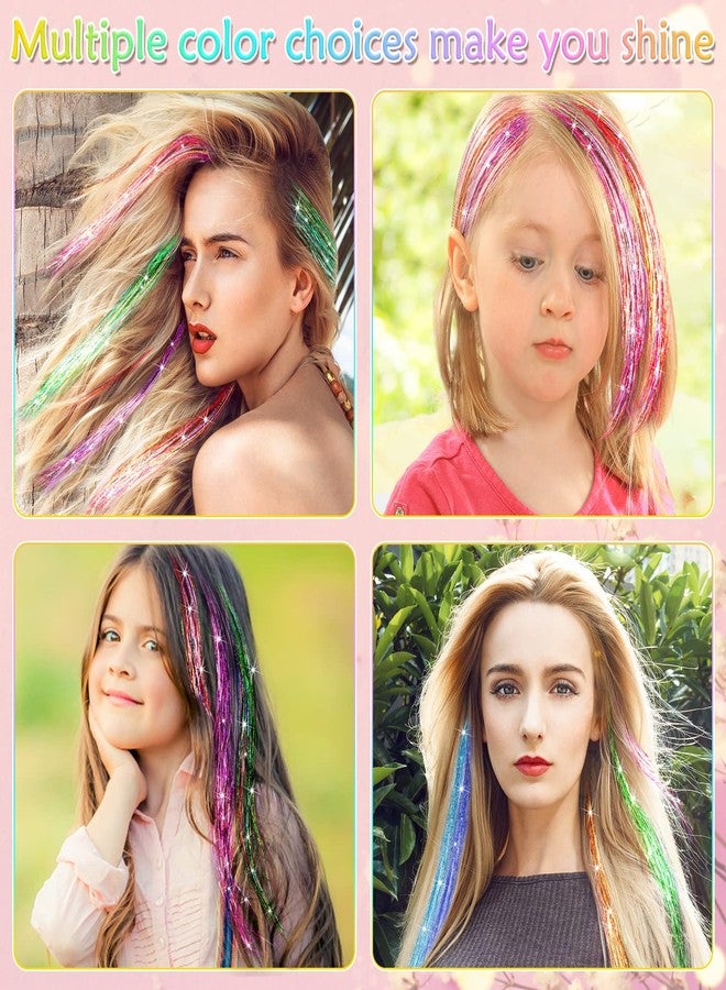 Mckanti 10 Colors Hair Tinsel Kit with Tool, 47 inch 2000 Strands Tinsel Hair Extensions for Women Girls, Fairy Hair Tinsel Glitter Sparkling Shiny Colorful Synthetic Hair for Party Daily Life Fashion - Image 5