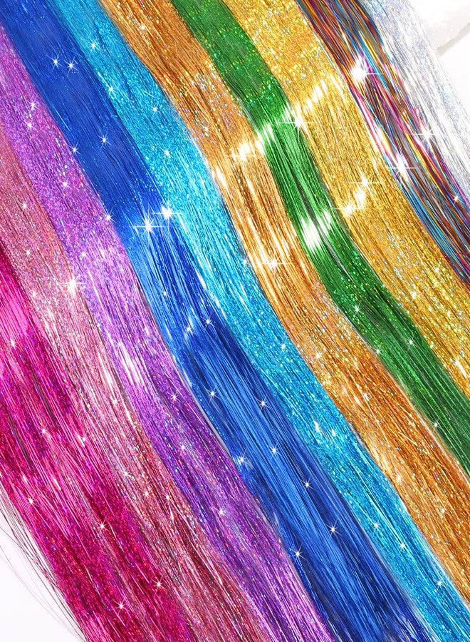 Mckanti 10 Colors Hair Tinsel Kit with Tool, 47 inch 2000 Strands Tinsel Hair Extensions for Women Girls, Fairy Hair Tinsel Glitter Sparkling Shiny Colorful Synthetic Hair for Party Daily Life Fashion - Image 3