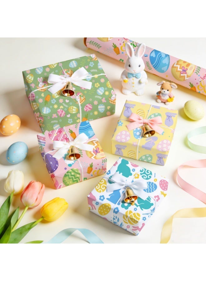 Easter Wrapping Paper, 4pcs Easter Gift Wrapping Paper Easter Bunny Gift Wrapping Paper Easter Wrapping Paper Sheets for Easter Party Decorations Easter Day Decorations - view 4