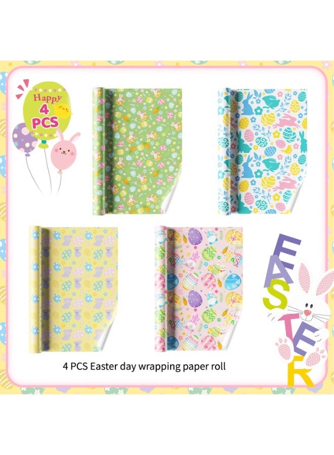Easter Wrapping Paper, 4pcs Easter Gift Wrapping Paper Easter Bunny Gift Wrapping Paper Easter Wrapping Paper Sheets for Easter Party Decorations Easter Day Decorations - view 3